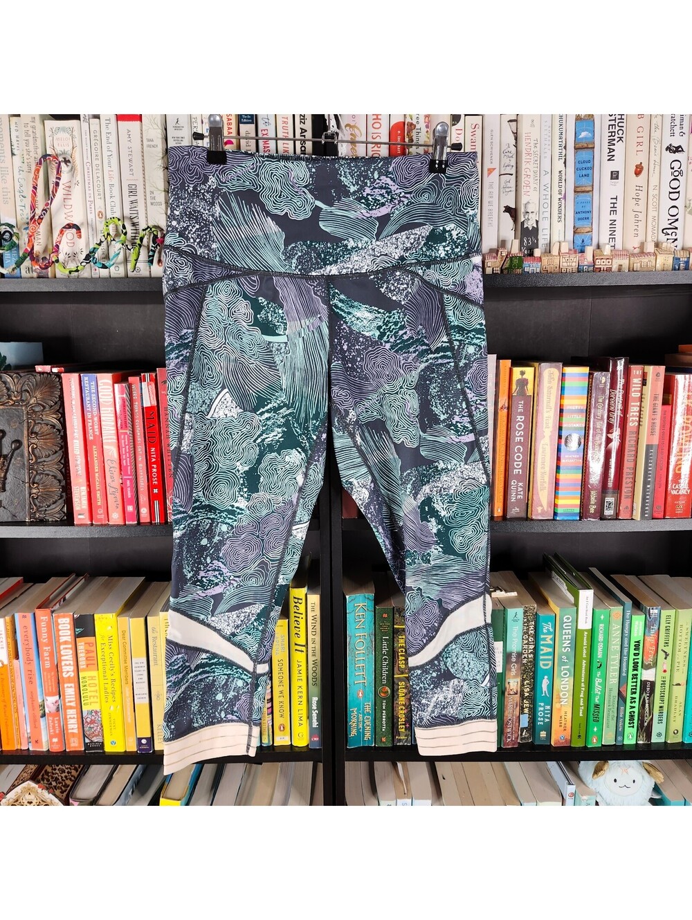 Zella Live In Cropped Leggings Abstract Print Mesh Panels Women's LG